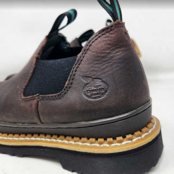 Women's 9.5 Georgia Giant Romeo slip on brown leather work boots GR362 - Picture 9 of 13